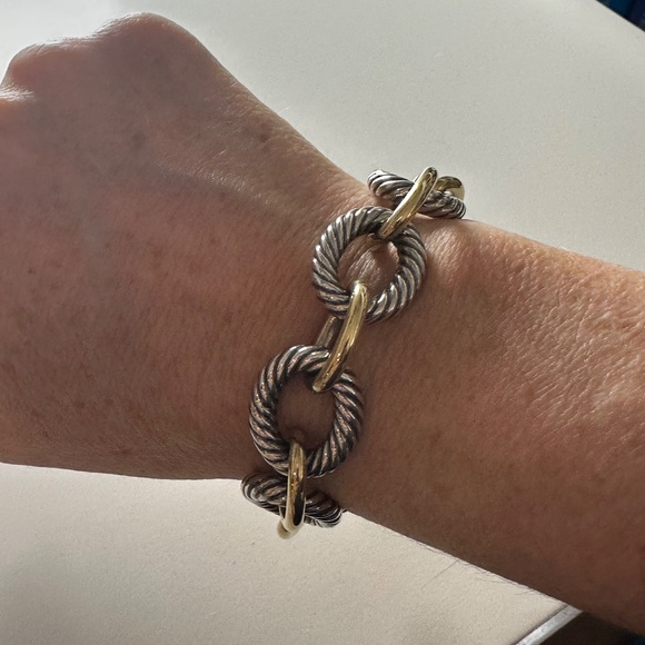 David Yurman OVAL LINK CHAIN BRACELET Sterling Silver with 18K Yellow Gold - Picture 3 of 6